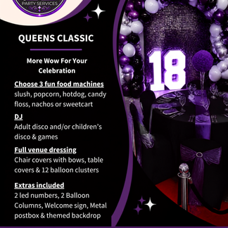 QUEENS CLASSIC PARTY PACKAGE