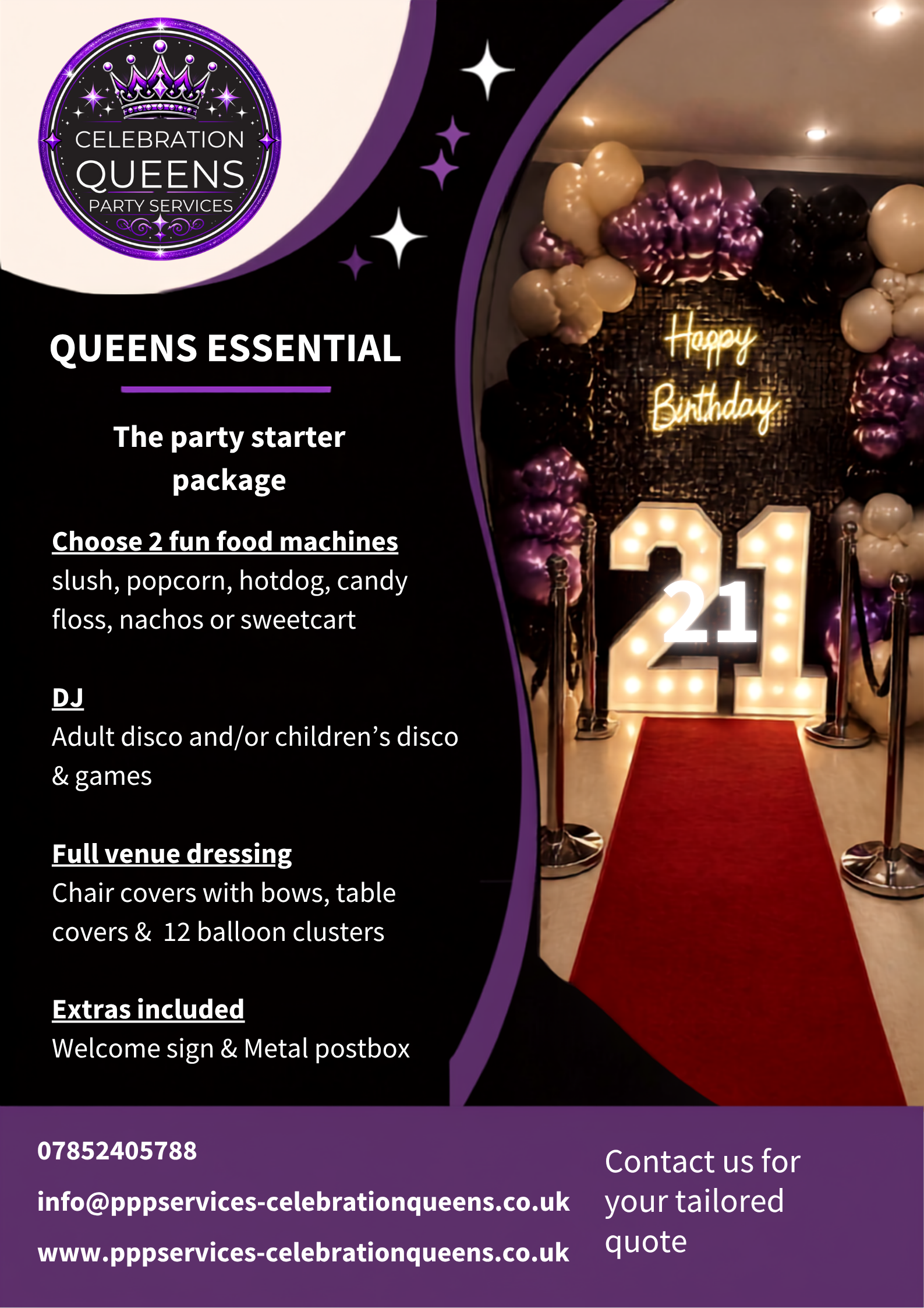 QUEENS ESSENTIAL PARTY PACKAGE